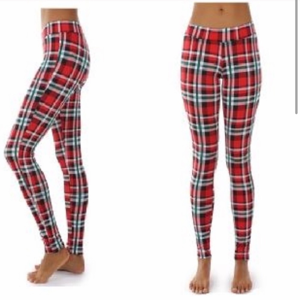 TIPSY ELVES CHRISTMAS PLAID LEGGINGS (lg)